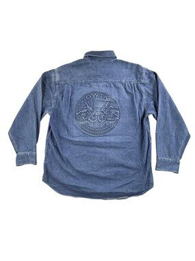 Vintage Honda Goldwing Shirt Mens XL Denim Button Up Long Sleeve GWTA Biker TYCA
